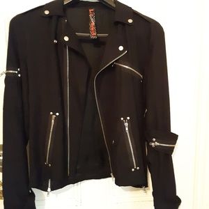 Unisex Lip Service Mortorcyle Jacket - Black
